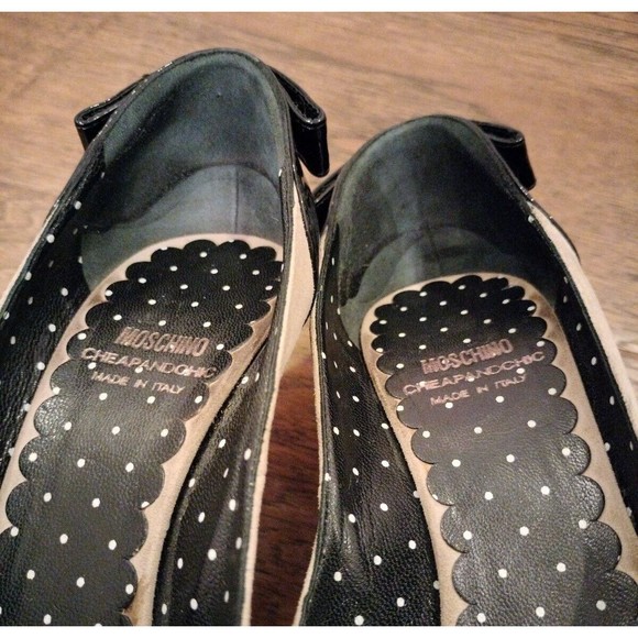 Moschino Size 7.5 Cheap and Chic Peep Toe Heels Suede & Patent Leather Italy - Picture 12 of 16